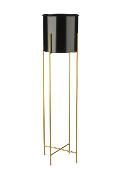 Nowoczesny kwietnik metalowy stojak złoto czarny 95 cm