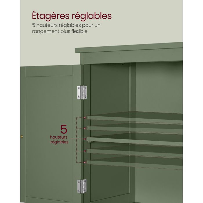 Mobiletto da bagno - MDF - Verde foresta - 2 ante - 2 cassetti - Ripiani regolabili