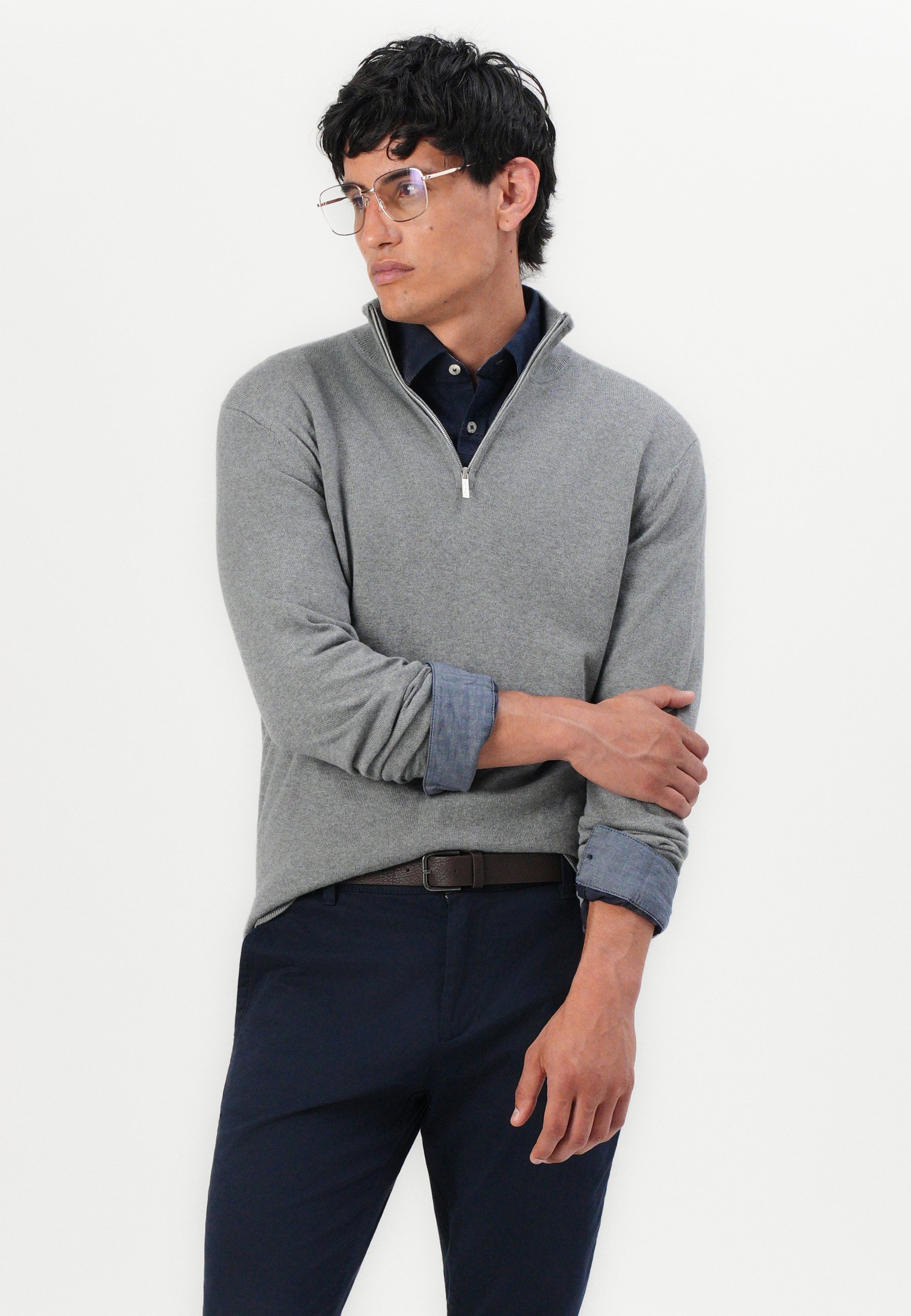 TOM TAILOR TROYER - Pull - gris foncé chiné classique