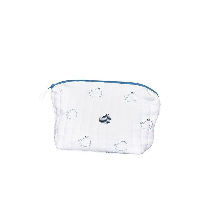 Neceser - Sauthon - Ballena Azul - Algodón orgánico - Repelente al agua - 22x14x11 cm