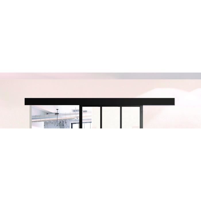 OPTIMUM - Kit de puerta corredera + riel + embellecedor - 204 x 73 x 4 cm (alto x ancho x profundidad) - Negro con cristal transparente