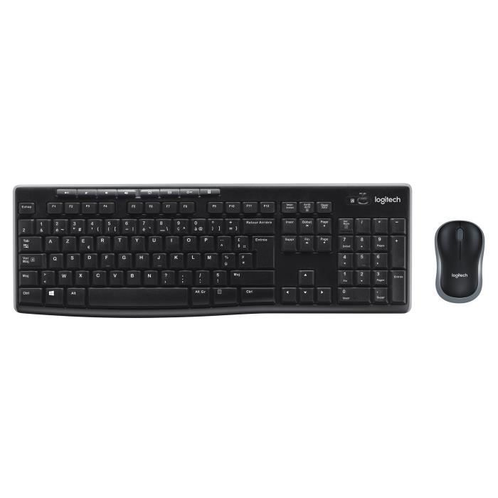 Combo de teclado y ratón inalámbricos Logitech MK270 AZERTY - Negro