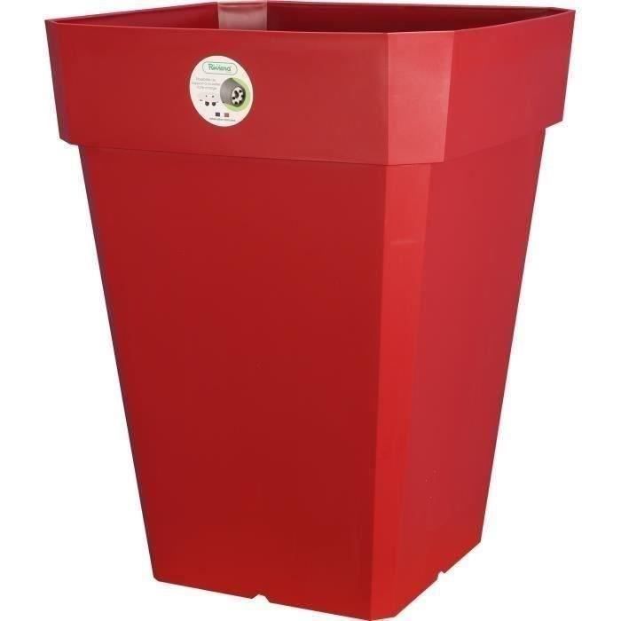Maceta - RIVIERA - Soleilla cuadrada - 39x39x36 cm - Roja - Plástico 100% reciclable