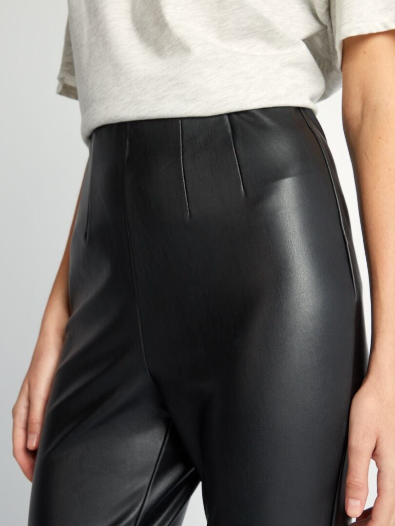 Leggings met hoge taille van imitatieleer - zwart