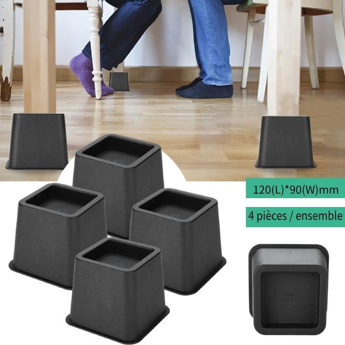 4pcs Rehausseur Pieds de lit Réhausseur de meuble Lit - Table Set Rehausseur meuble ELEVATEUR