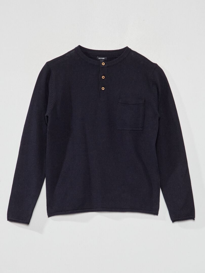 Henley-trui met kraag - blauw