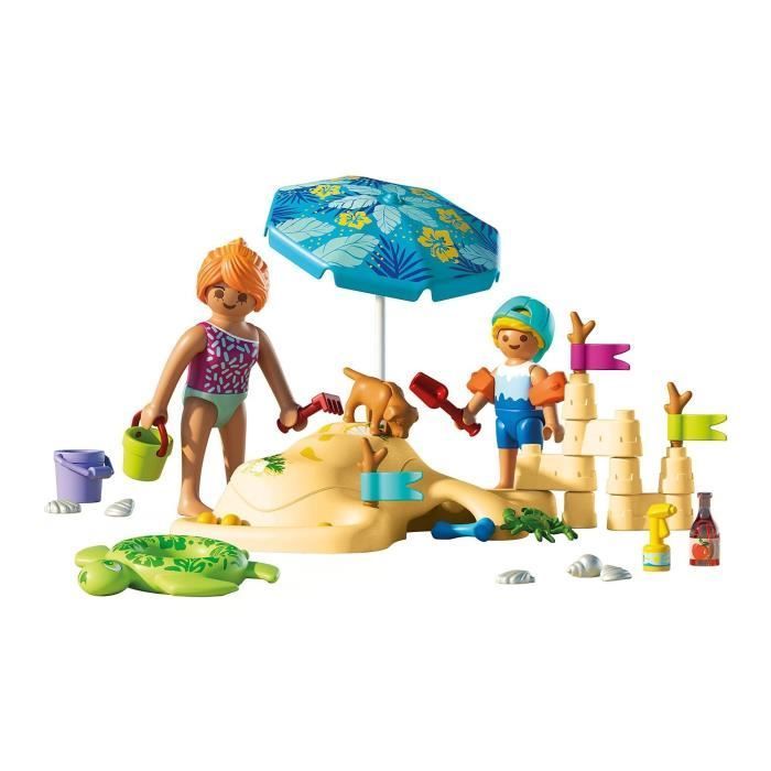 Playmobil 71906 Family playing in the sand at the beach, My Life Beach Vacation, 46 pieces, ages 4+
