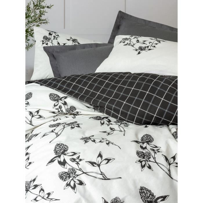 Bettwäsche-Set – 1 Bettbezug 220 x 240 cm + 2 Kissenbezüge 60 x 60 cm – 100 % verstärkte Baumwolle – Anthrazit