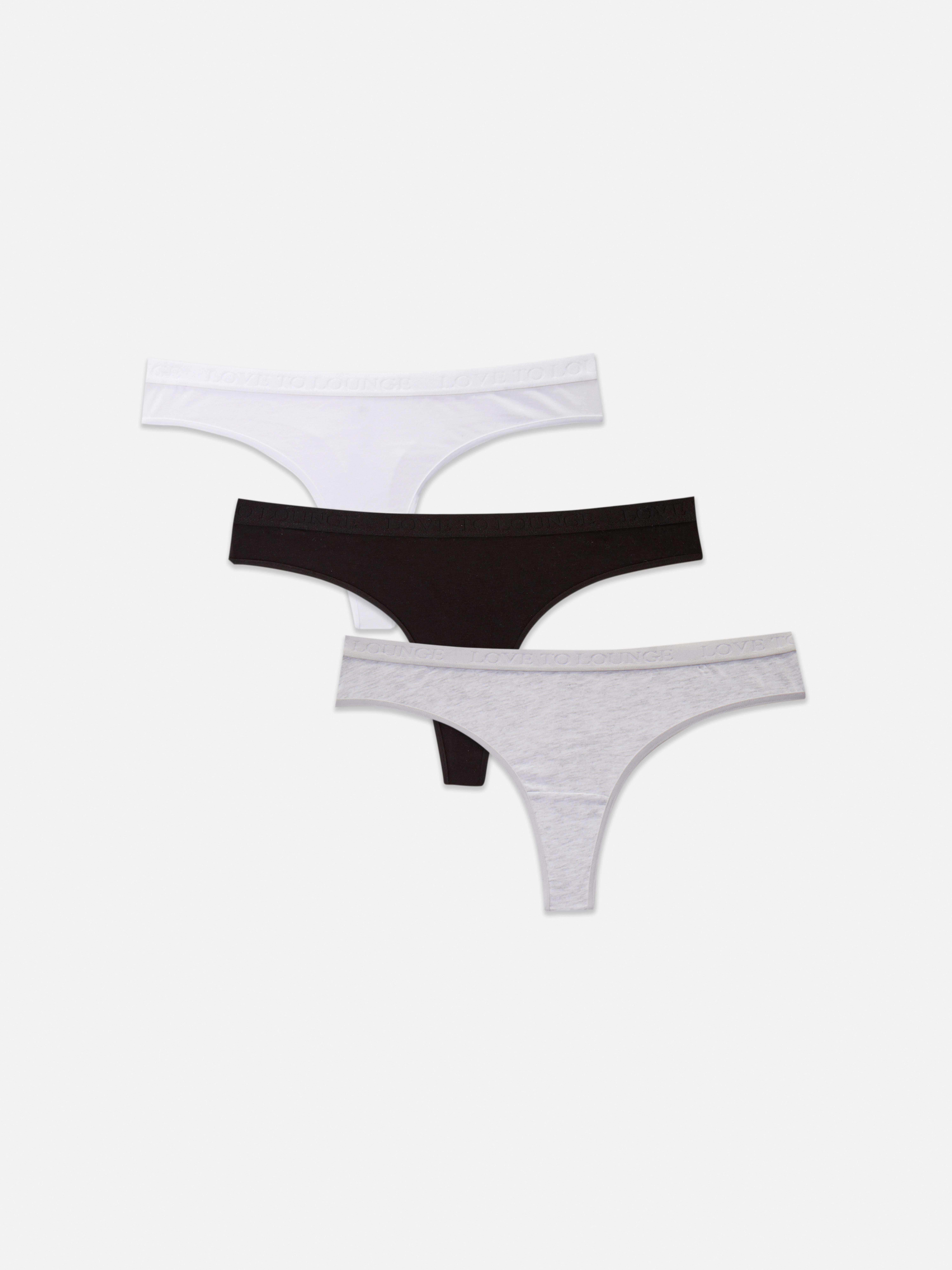 Strings de tous les jours, lot de 3 strings classiques en coton extensible pour un confort quotidien