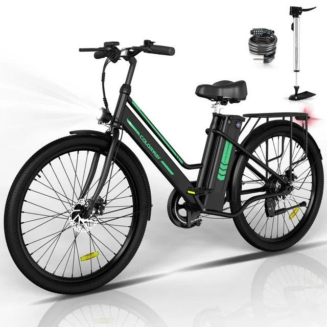 COLORWAY 26 E-Bike für Damen, 500-W-Motor, herausnehmbarer 36-V-12-Ah-Akku, Höchstgeschwindigkeit 32 km/h