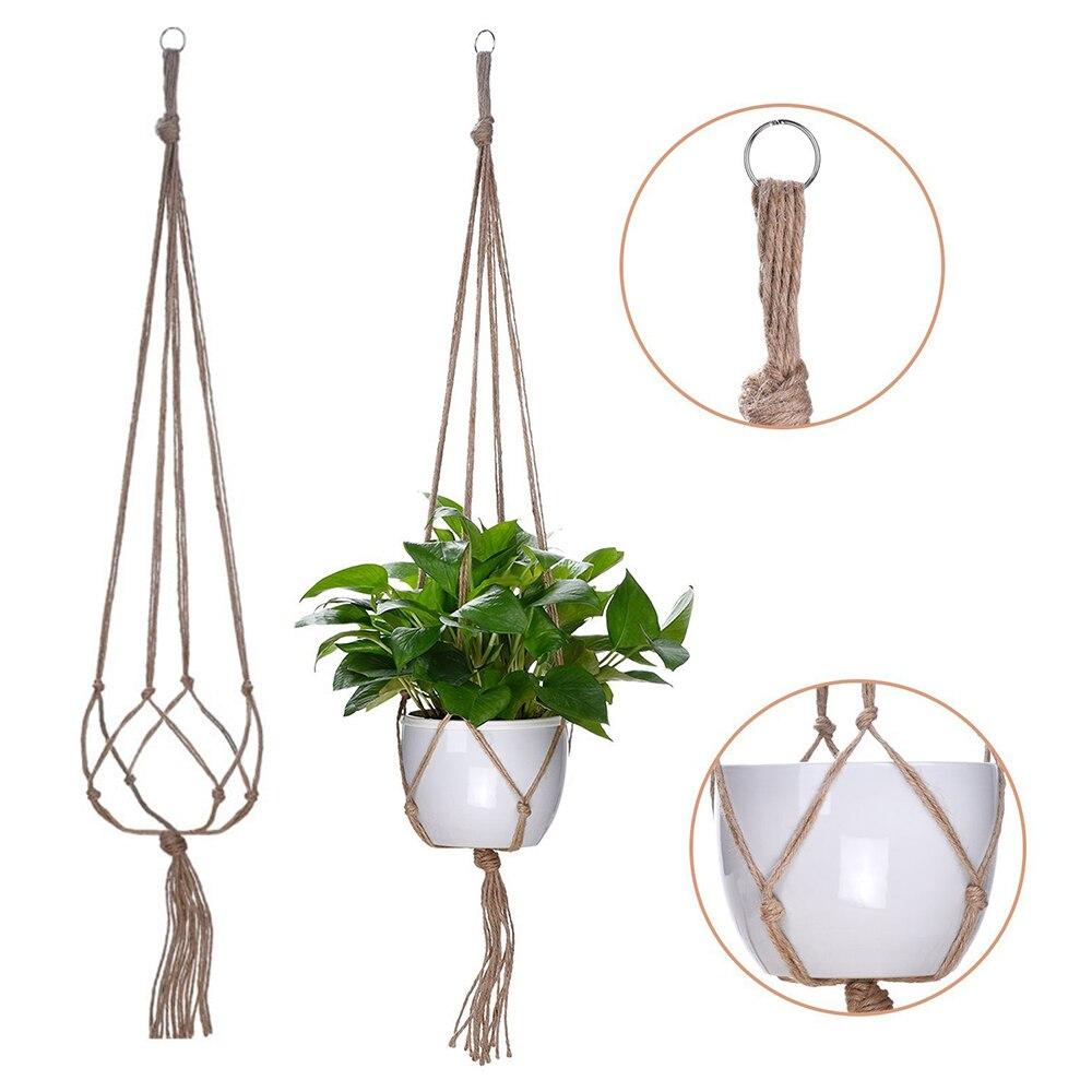 1 sac en filet pour pot de fleurs, panier suspendu en dentelle faite main, corde nouée, décoration pour balcon, jardin et maison