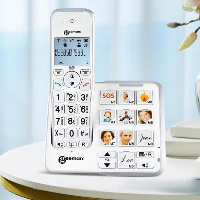 Téléphone Senior Sans Fil - GEEMARC - Amplidect 295 - 10 Touches Mémoire - Répondeur Intégré - 80dB