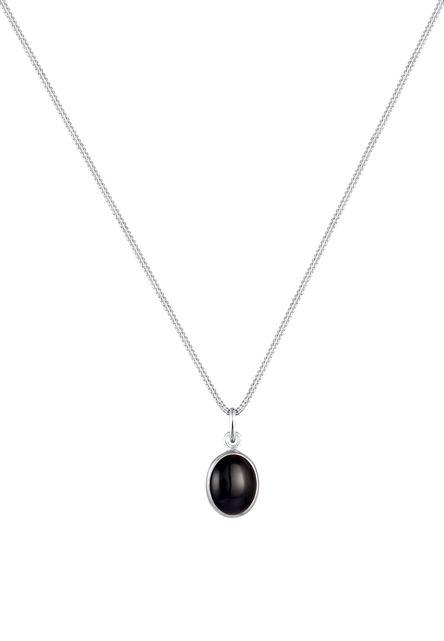 Elli Femmes Pendentif Solitaire Basique avec Onyx Noir en Argent Sterling 925