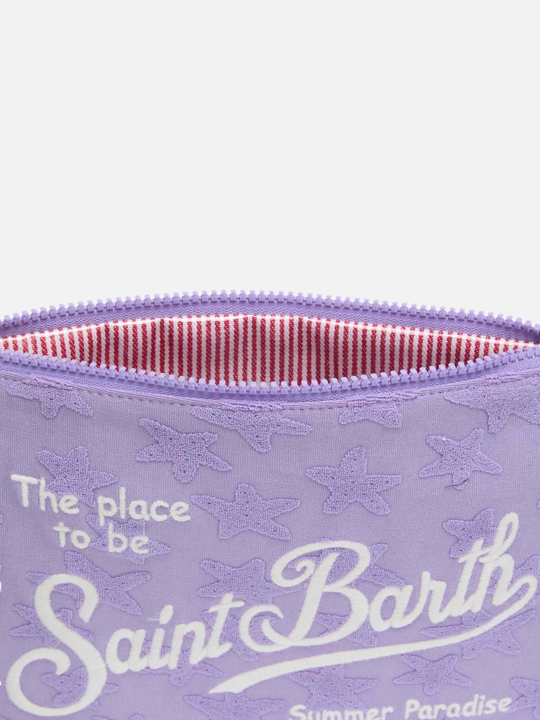 Parisienne clutch van lila spons met reliëf