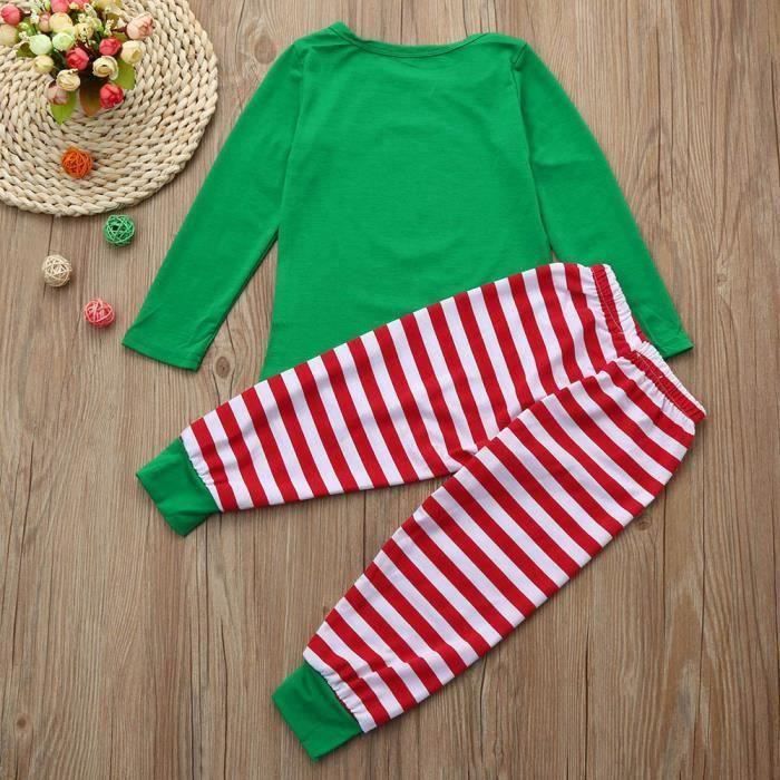 Pijama navideño familiar - FUNMOON - Verde - Niñas - Dos piezas - Ropa de dormir