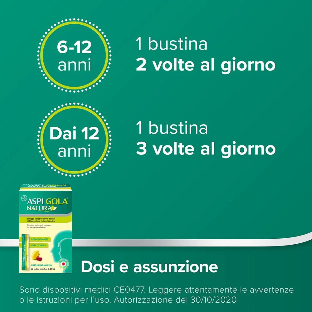 ASPIRINE Sirop Aspi Gola Natura à la cerise et au citron 16 comprimés pour le mal de gorge
