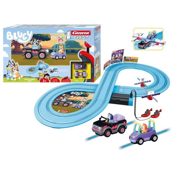 Pista de coches Carrera Bluey y Bingo - Multicolor - 2,4 m - Tracción por fricción