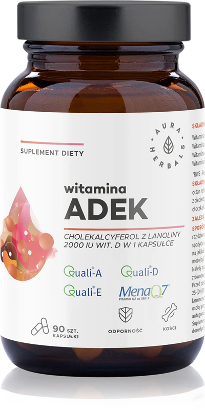 Aura Herbals Vitamine ADEK voedingssupplementcapsules voor een goede werking van het immuunsysteem, gezonde botten en spieren.