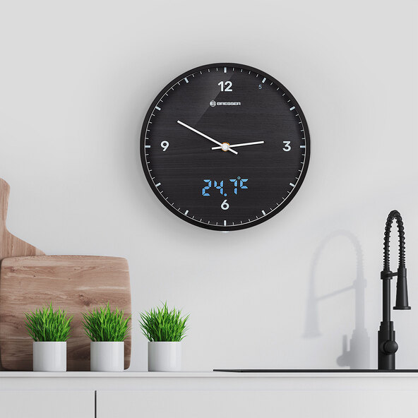 Ρολόι τοίχου MyTime LEDsec, μαύρο