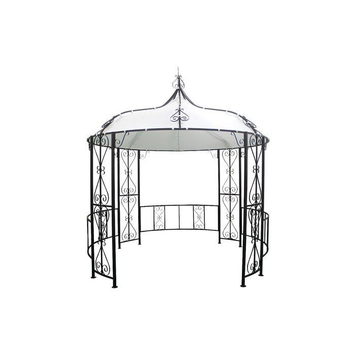 Cenador de jardín de metal estilo hierro forjado, 300 x 305 cm (diámetro x altura) - Negro - TILCARA