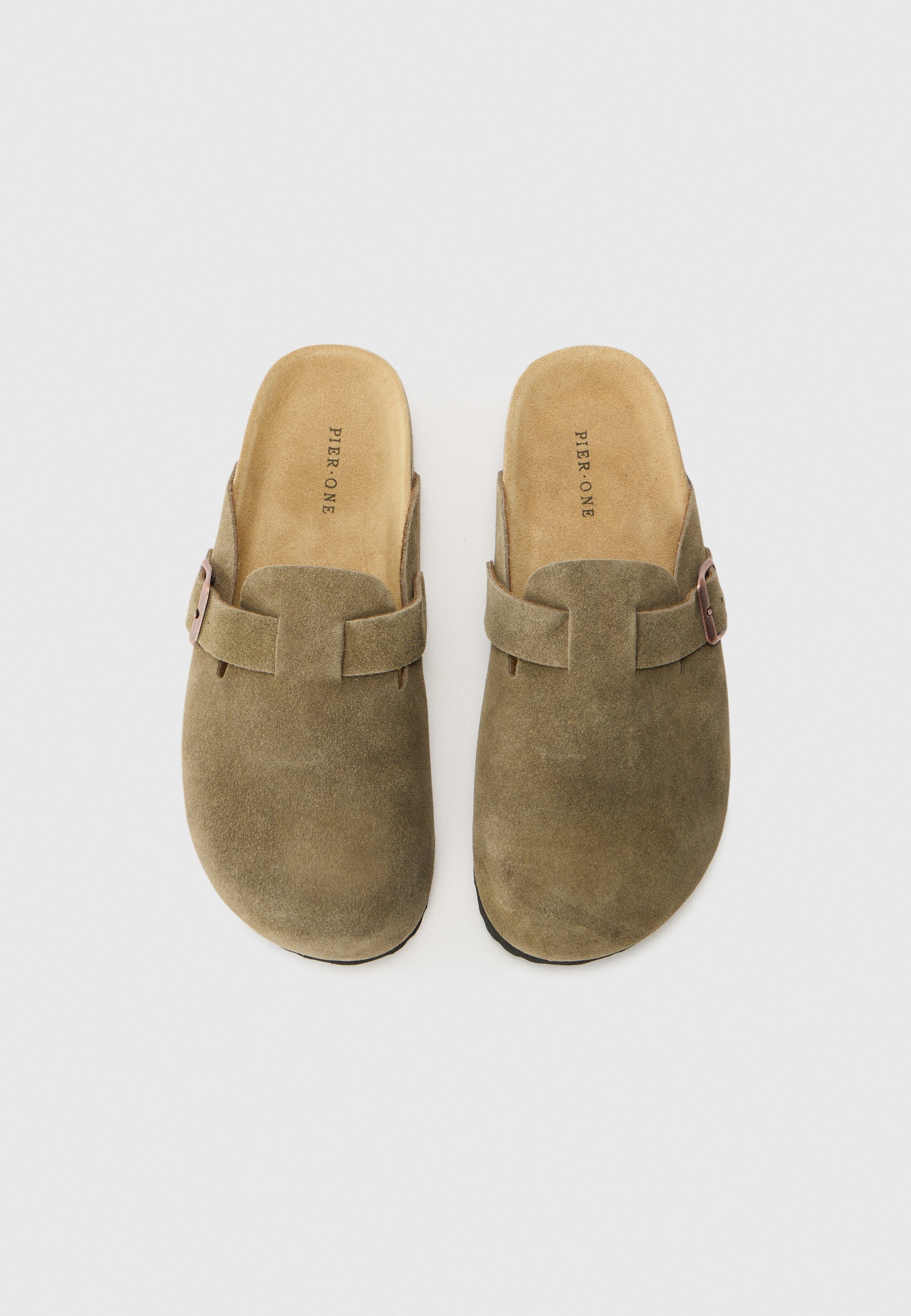 Pier One leren unisex slippers - bruin