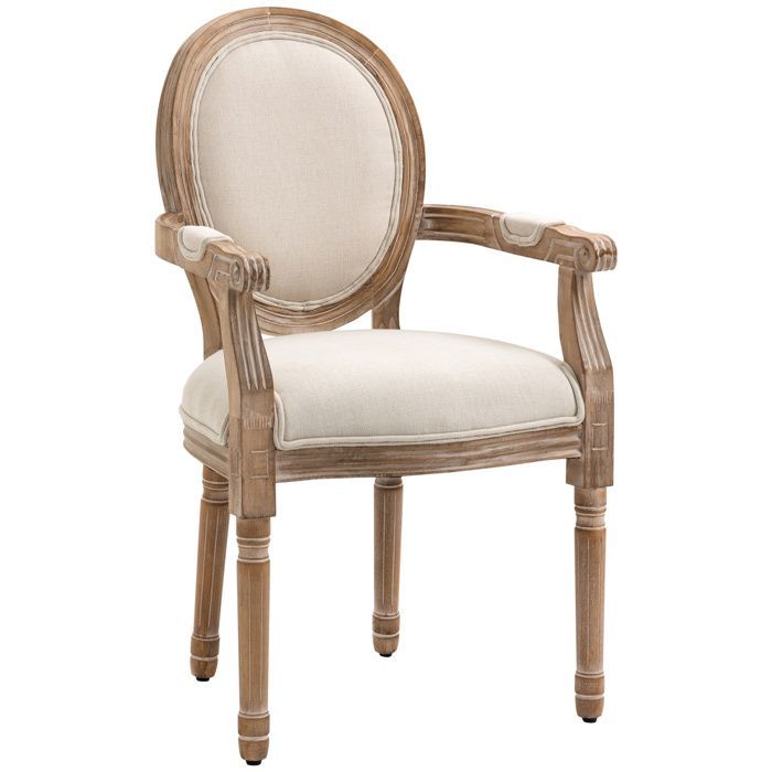 HOMCOM - Sillón - Tejido de poliéster con tacto de lino - 56x56x96cm - Crema