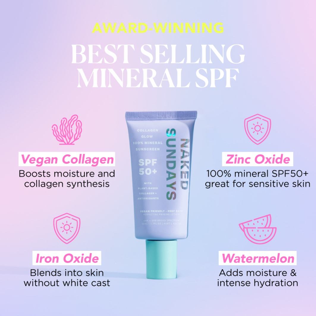Naked Sundays Sonnenschutz LSF 50+ Collagen Glow 100% Mineral Perfecting Primer Lotion - 50 ml