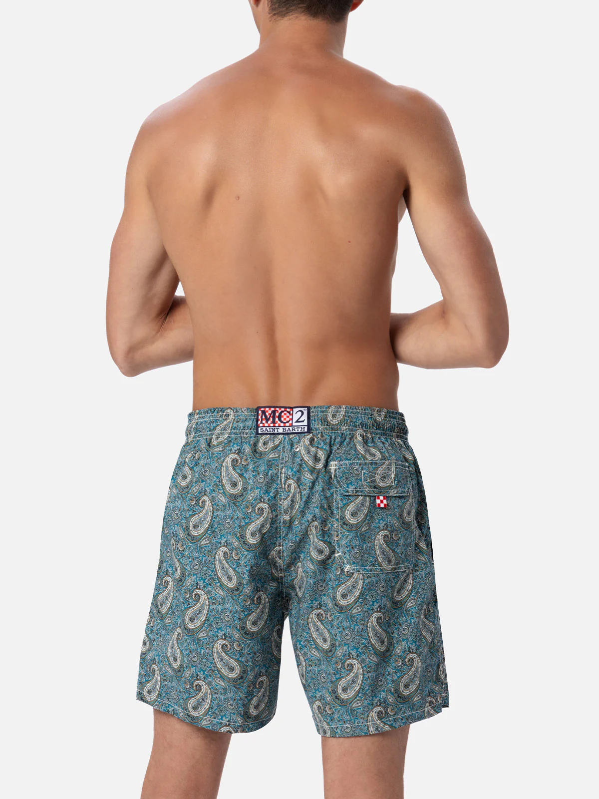 Gustavia herenbadpak met paisleyprint, middellange pijpen