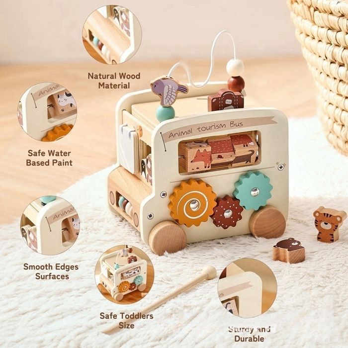 Jouet Montessori - Cube d’Activités 8 en 1 - Éveil Intellectuel - Motricité Fine - Multicolore