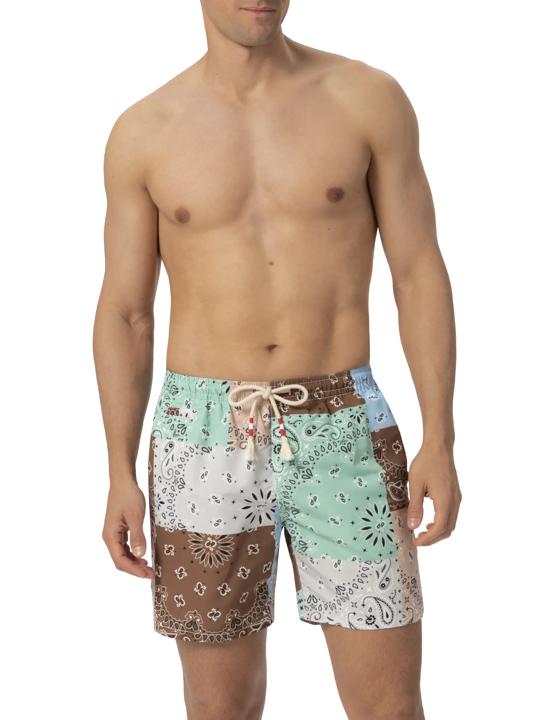 Costume mare lunghezza media Caprese con stampa bandana patch