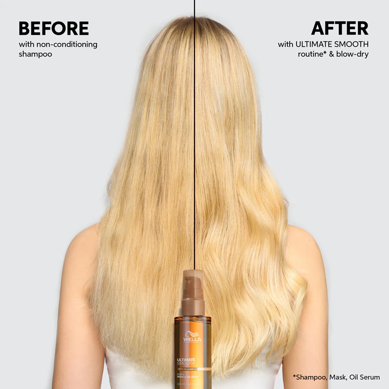 Condicionador Wella Professionals Ultimate Smooth: condicionador nutritivo para cabelos brilhantes e macios.