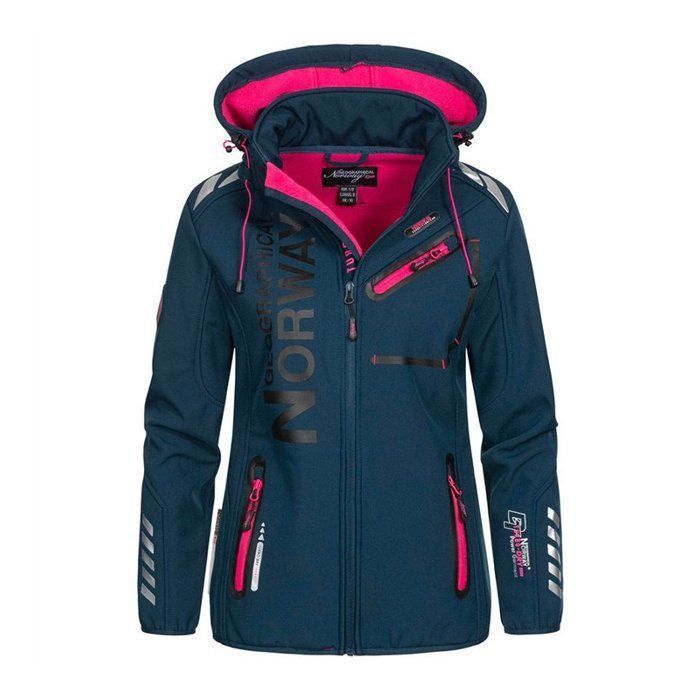 Dames softshelljack - Geographical Norway Reine - Blauw - Met capuchon