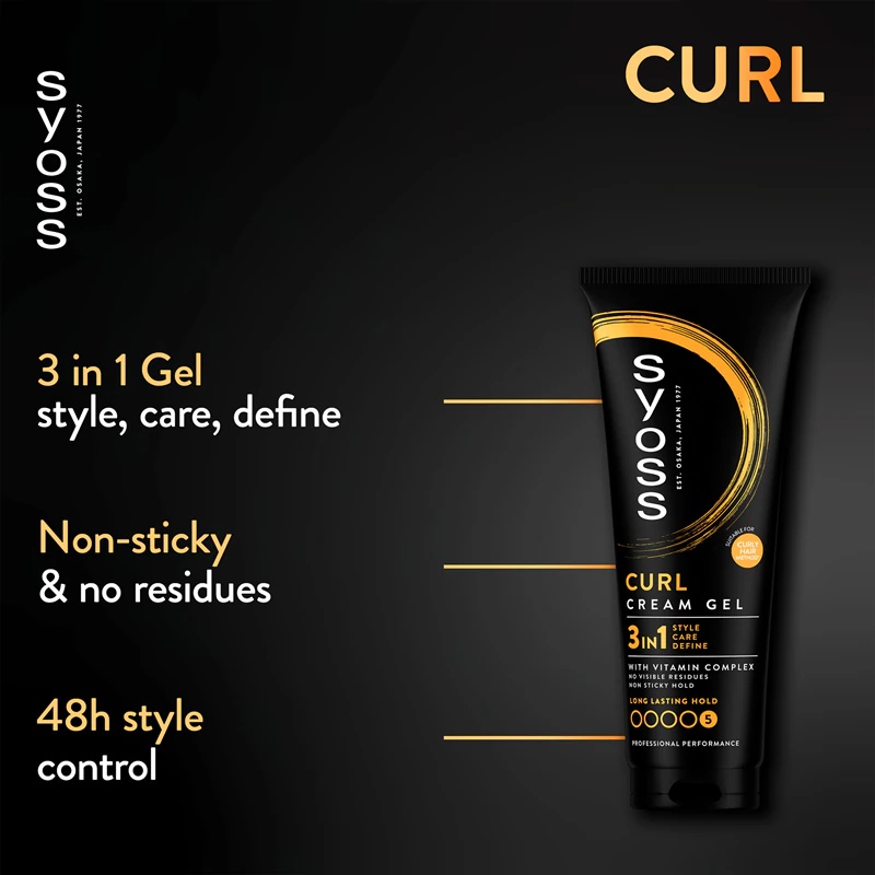 „Syoss Curl Cream Gel“ – formavimo kremas, paryškinantis bangas gelio konsistencijos.