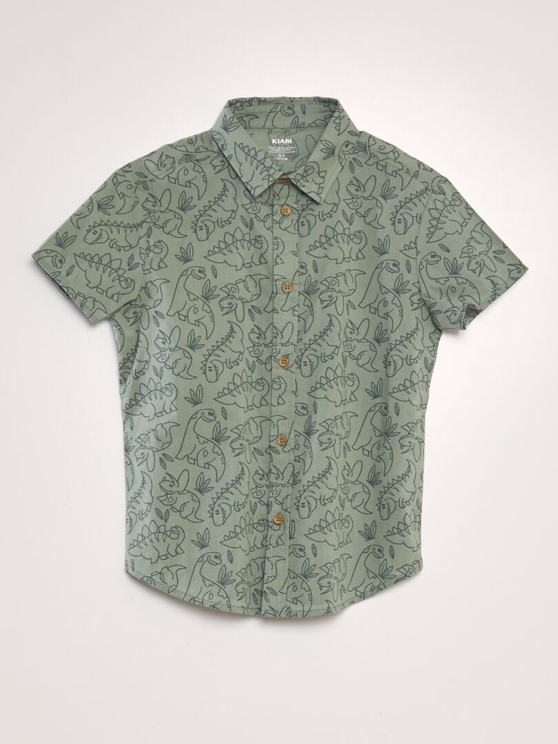 Camisa de manga curta com estampa - cáqui