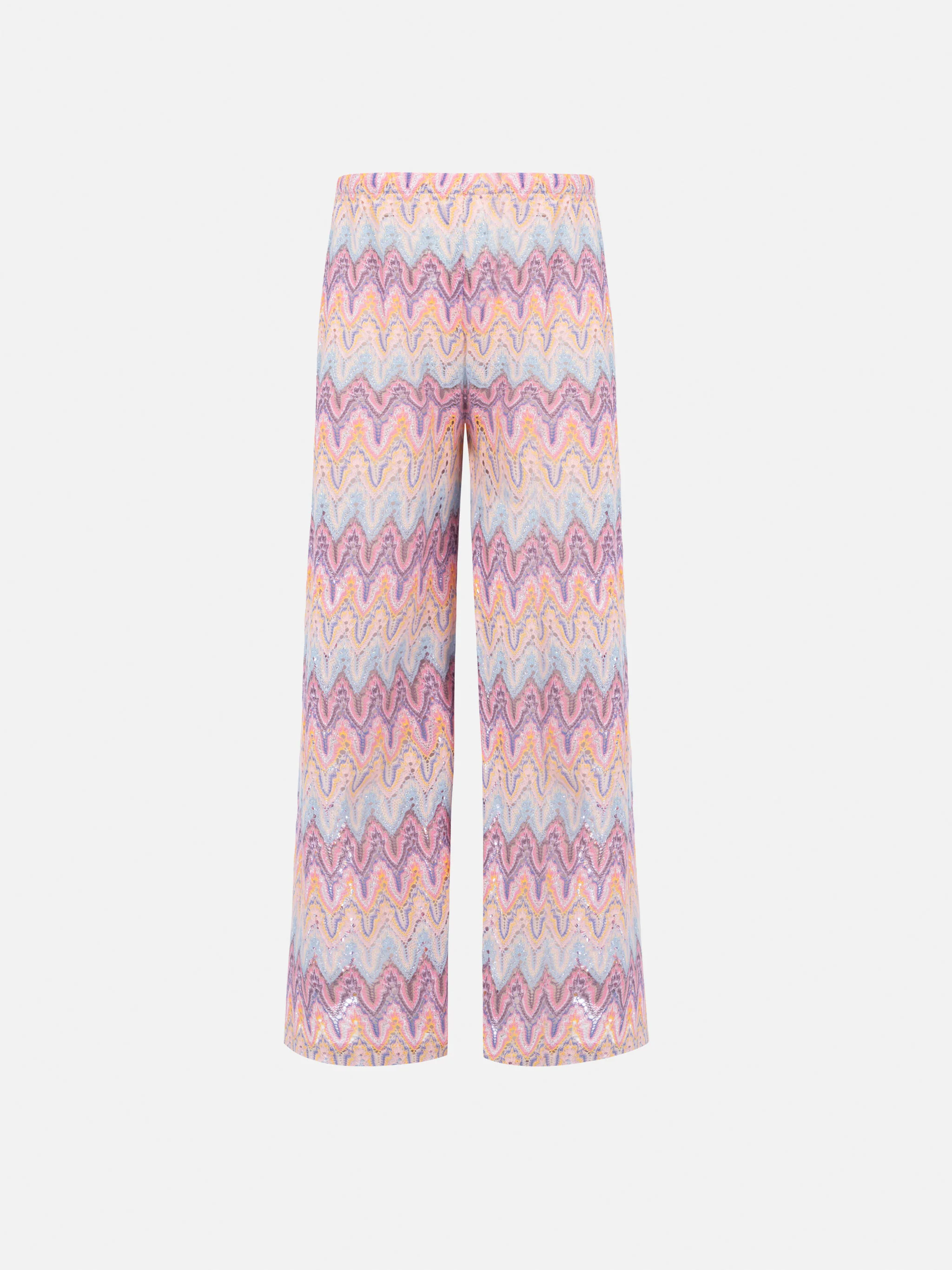 Amalia Jr roze gebreide broek met raschel-patroon