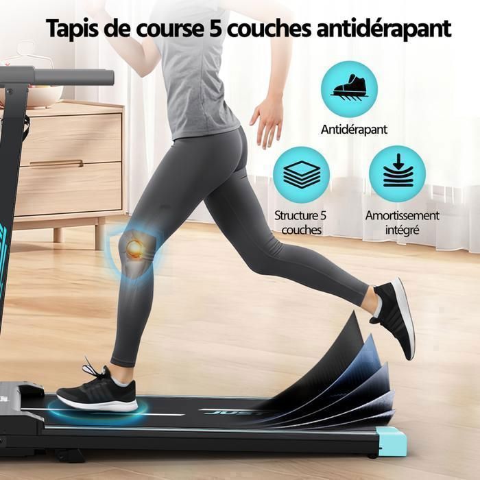 Tapis de Course Pliant - YEE RUN - 1-14 km/h - Moteur 3.0 HP - Inclinaison 9% - Bluetooth