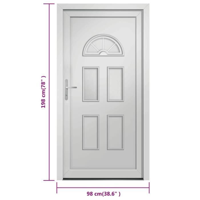vidaXL Porte d'entrée blanc 98x198 cm PVC 3187910