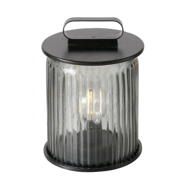 Czarny lampion SPARGO, ryflowane szkło