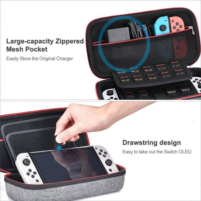 Nintendo Switch Accessories - INNOAURA - 18-in-1 Pack - Game Case - Screen Protector - Gray