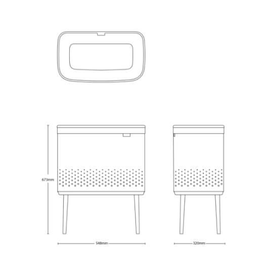 Corbeille à linge - BRABANTIA - Bo - 60 litres - Noir - Ouverture Quick-Drop