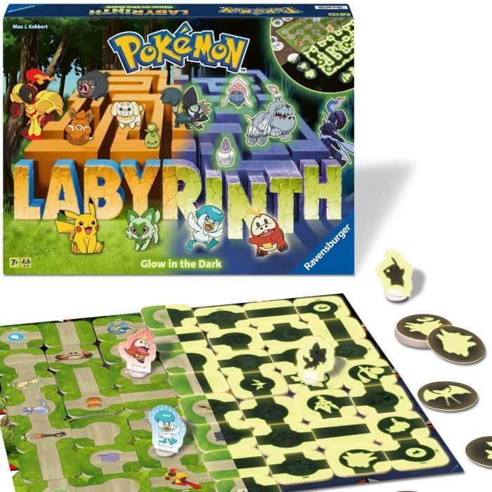 Pokémon Laberinto, Juego de mesa clásico, Brilla en la oscuridad, Para niños y familias, A partir de 7 años, 22705, Ravensburger