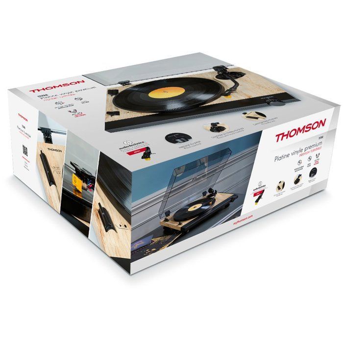 Giradischi - THOMSON - TT702 - 33 e 45 giri - Testina Audio Technica AT91 - Antiskating - Legno e nero