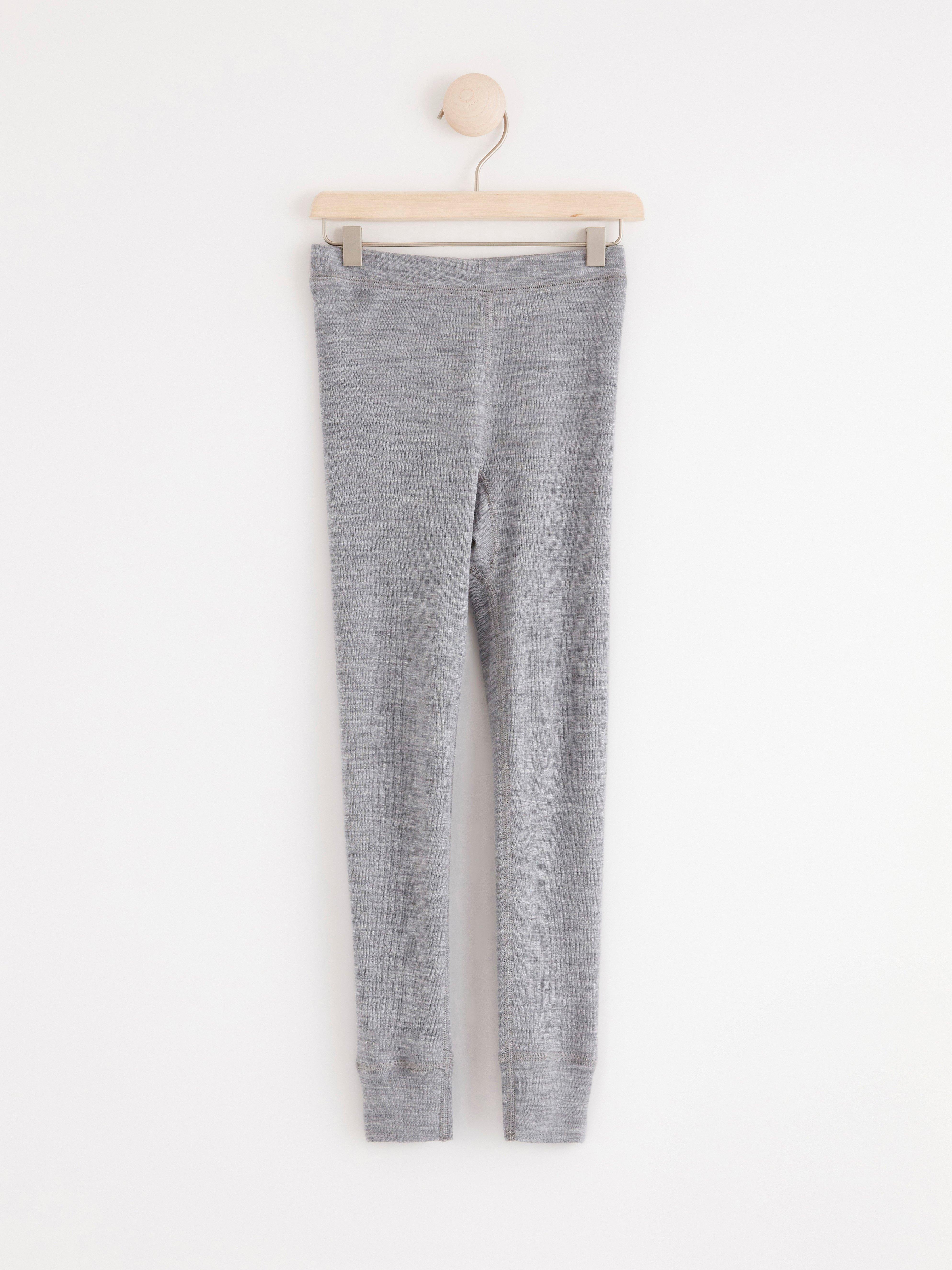Calzoncillos largos de lana merino gris jaspeado
