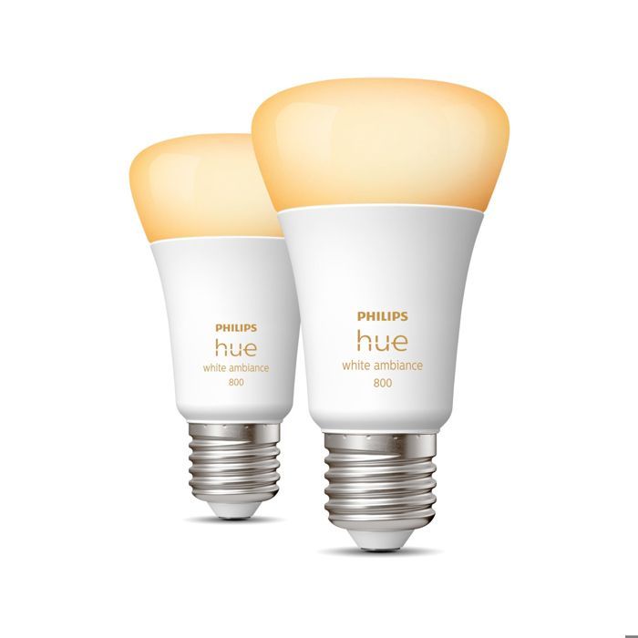 Ampoules LED connectées - PHILIPS - Hue White Ambiance - E27 - Compatible Bluetooth - Pack de 2
