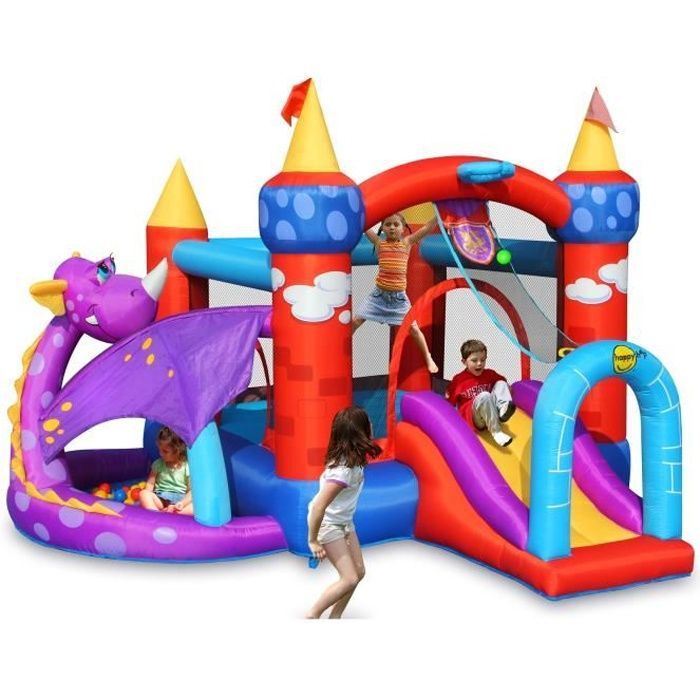 HAPPY HOP Château - Aire de jeux gonflable Dragon