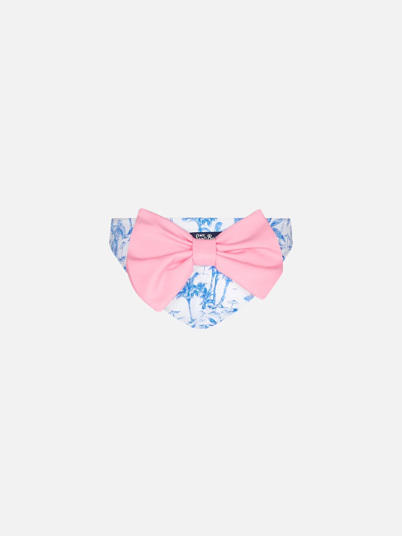 Meisjeszwembroekje met toile de jouy-print en strik.