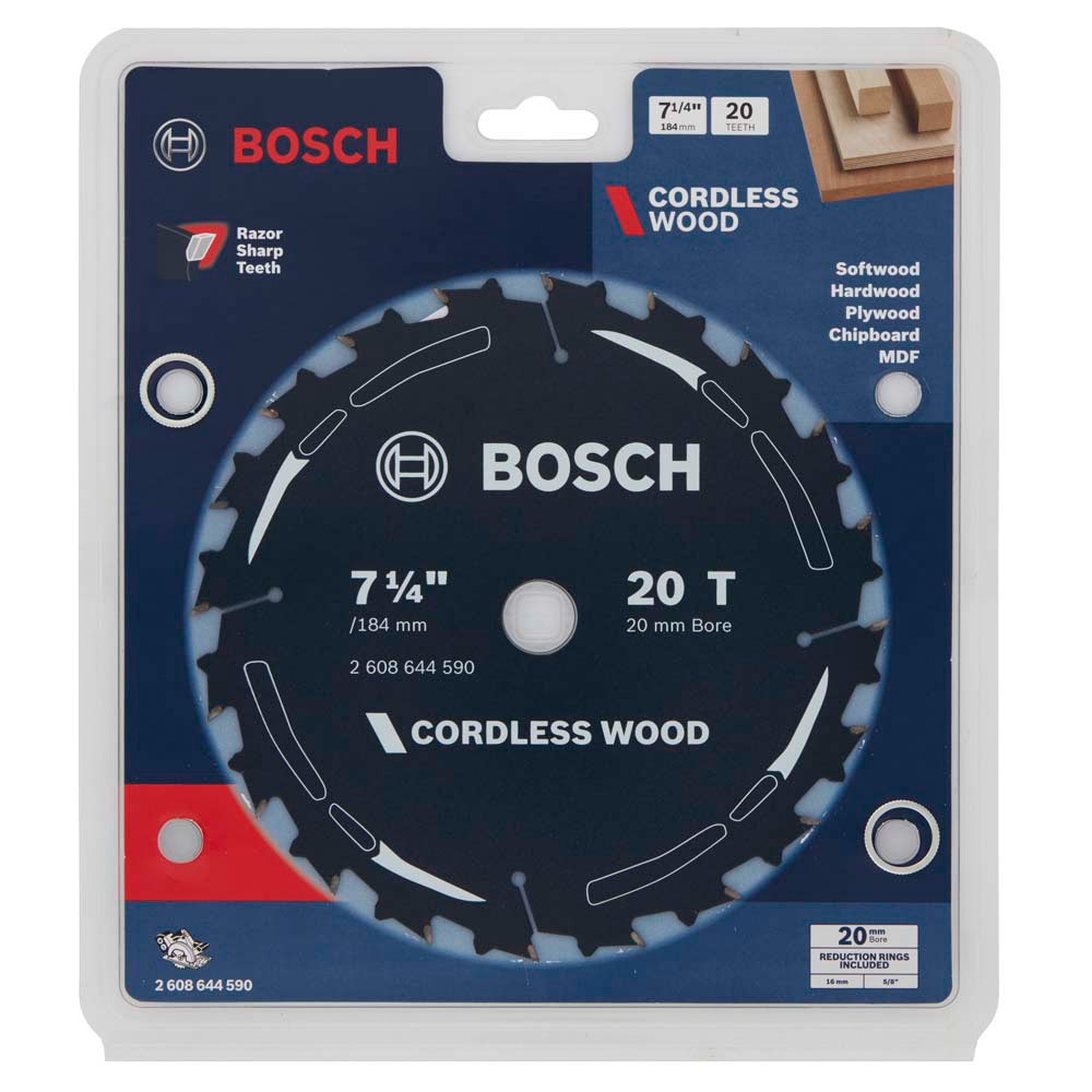 Disco de corte para madeira BOSCH TCT de 184 mm com 20 dentes - SERRA DE MADEIRA SEM FIO
