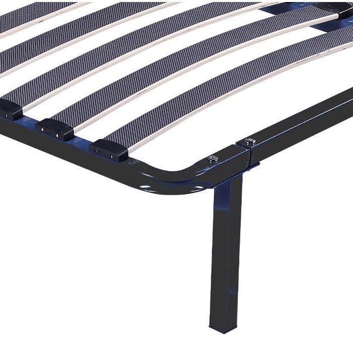 Base de cama de metal negro de 120x190 cm con listones reforzados y soporte ajustable - MARION SLATTED FRAME