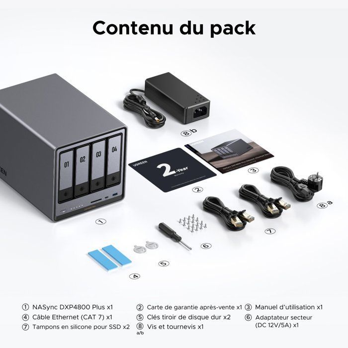 Serveur NAS - UGREEN - DXP4800 Plus - 4 baies - 8 Go