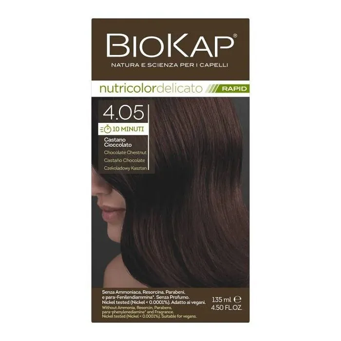 Biokap Nutricolor Delicato Rapid Farba do włosów, 4.05 Kawowy Brąz